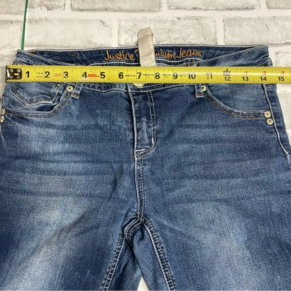 Justice Premium Blue Jeans. Simply low skinny Girls size 16R. Spots. Pre-owned.